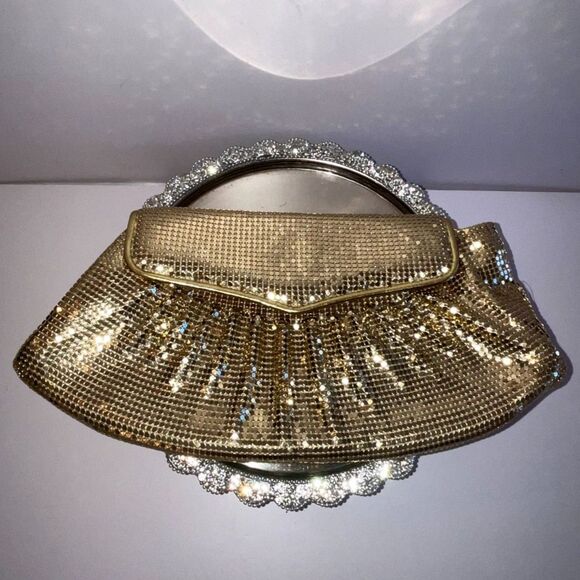 Gorgeous Whiting & Davis gold mesh clutch/shoulder bag EUC - Picture 3 of 5